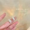 Hielo Cristal Transparente Diamante Triturado Pendientes de Tachuela Estudiante Pendientes para Mujer Temperamento Celebridad de Internet Douyin Estilo Caliente Nicho Sentido de Alta Gama Pendientes Joyería para Orejas