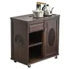 Gabinete de té móvil mesa de té pequeña mesa de bar de té gabinete lateral estante de almacenamiento cubo inferior de madera maciza gabinete de té integrado con tetera