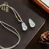 Directamente del fabricante: Collar con Colgante de Ágata Blanca Calcedonia Tipo Hielo, Hebilla de Paz Buda Guanyin Maitreya, Amuleto con Forma de Hoja al por Mayor