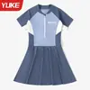 Traje de baño infantil, traje de baño para niñas, nuevo bañador de una pieza para niñas, conjunto de falda de baño con protección solar para niños mayores y estudiantes, verano