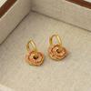 Pendientes Chinos Originales Estilo Nuevo Cristal Rosa Hebilla de Oreja Melocotón Turquesa Retro Pendientes de Esmalte Exquisitos de Alta Calidad para Mujer