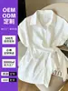 Camisa Feminina Europeia e Americana Transfronteiriça Amazon Simples com Amarração Versátil, Gola Reversível, Mangas Raglã, Cintura Elegante Ajustável, Top Emagrecedor
