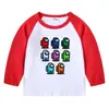 2023 Nuevo Transfronterizo Primavera y Otoño Camiseta Infantil Cuello Redondo Dibujos Animados Manga Larga Top Camiseta Base Niños y Niñas Bebé Algodón Camiseta