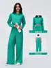 Conjunto Deportivo Casual para Mujer, Holgado, Pantalones Deportivos de Pierna Ancha Adelgazantes, Chaqueta Corta con Cremallera de Manga Larga, Conjunto de Dos Piezas