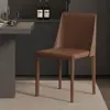 Cadeira de jantar moderna em couro de sela para uso doméstico, cadeira com encosto minimalista moderno, cadeira de mesa de jantar estilo italiano de luxo leve, cadeira de estudo