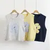2026 Inverno Novo Estilo Coreano Jacquard Floral Feminino Suéter Pulôver Colete Tricô Atacado Tendência