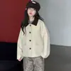 Casaco de Outono para Meninas 2026 Nova Moda Elegante Casaco Trench Style Celeiro de Botão Único para Crianças Maiores