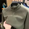 Sudadera gruesa para hombre con forro polar, media cremallera, color liso, cuello alto y capa interior cálida, nueva colección otoño/invierno 2026