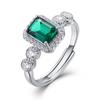 Anel de Dedo Europeu e Americano Transfronteiriço Quadrado Gordo Cultivo Esmeralda Prata S925 Cor de Diamante Tesouro Abertura Anel de Dedo Retrô Luxo Leve Customização