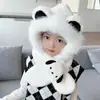 Sombrero de Peluche para Niños, Bufanda, Sombrero de una Pieza, Sombrero con Protección para las Orejas de Niño para Otoño e Invierno, Conjunto Lindo de Dibujos Animados de Dos Piezas para Niña Bebé