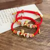 Ano do Cavalo Prata Pura 999 Ano Zodiacal Pulseira com Fio Vermelho Banhada a Ouro para Homens e Mulheres, Design Original Feito à Mão, Presente para Mulheres Atrair Riqueza