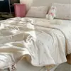 Lençol de Baixo Infantil de Desenho Animado Fresco e Simples para Dormir Nu, Colcha com Ar Condicionado com Borda de Cordão Embutido, Colcha de Verão de Tricô, Colcha Fina, Roupa de Cama