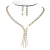 Conjunto de Collar y Aretes con Borlas de Pedrería Estilo Europeo y Americano de Venta Caliente Transfronteriza, Accesorios de Vestido de Lujo de Alta Gama con Pedrería