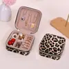 Nueva Caja de Joyería con Estampado de Leopardo Transfronteriza Portátil para Viaje Caja de Almacenamiento para Aretes Pendientes Collar Anillo Caja de Joyería