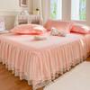 Saia de Cama de Camada Única Estilo Princesa Branca com Acabamento em Renda, Saia Mat de Verão, Capa de Poeira, Lençol de Cama Antiderrapante