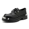 Suministrados directamente por el fabricante, zapatos derby gruesos con puntera metálica para hombre, zapatos de cuero de estilo británico vintage para aumentar la altura, para ir al trabajo y uso casual, antideslizantes