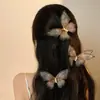 Pinza para el pelo de malla de doble capa de 10 cm, estilo retro súper hada, con perlas y mariposas, para el pelo lateral del bosque, tocado, decoración para selfies