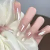 Uñas Vestibles de Tendencia en Tiktok Manicura Hailey Oval Mediano Uñas Postizas Galvanizadas Puntas de Uña Engrosadas Venta al por Mayor