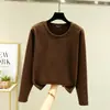 Camiseta térmica de cuello redondo para mujer, forrada de forro polar, otoño e invierno, talla grande, forrada de forro polar y engrosada, color liso, efecto adelgazante, capa base de otoño