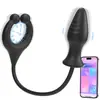 Plug anal de silicone completo com anel de travamento massageador, masturbador de silicone recarregável de ressonância para casais, produto adulto controlável por APP