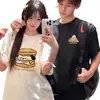 Conjunto de Manga Corta para Pareja de Algodón Peinado Puro Pani Perro Hamburguesa, Nuevo Estilo de Verano, Súper Popular