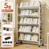 Estantería, estante de almacenamiento de pie, multicapa, móvil, para uso doméstico, adecuado para estudiantes y niños, estantería simple para libros ilustrados, estante de almacenamiento de libros con ruedas