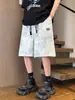 Pantalones Cortos Casuales Estilo Americano Tie-Dye para Hombre, Verano Talla Grande Rectos Sueltos de Longitud Media, Marca de Moda Estilo Sucio, Pantalones Cortos de Cinco Puntos Frescos y Elegantes