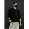 Camiseta Waffley Henley Collar Manga Curta Masculina Moda Verão Marca Cleanfit Americana Meia Manga Pesada Casual Meia Manga