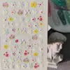 Adesivos de Unha Floridos Coloridos de Primavera, Vários Designs Mistos, Flor 3D à Prova d'Água, Adesivos de Unha 5D Em relevo, Modelo Hg