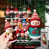 Muñeco de Nieve de Madera Colorido Estilo Suéter de 16 Piezas 2D Plano Árbol de Navidad Decoración Navideña para el Hogar Adornos Colgantes