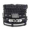 Fabricantes europeus e americanos de joias da moda fornecem pulseira de couro trançado retrô conjunto de combinação DIY simples pulseira de couro sintético