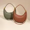 Nueva Moda Transfronteriza Bolso de Media Luna Tejido Hecho a Mano Puro Bolso de Mano Casual para Mujer Bolso de Hombro/Axila de Nicho Tipo Dumpling