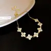 Pulsera de Flor de Trébol de la Suerte con Piedra Ojo de Gato Electrochapada en Oro Real de 14K Pulsera Simple de Moda Joyería de Lujo Ligero de Alta Gama para Mujeres