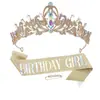 Diadema Corona de Novia Retro Diadema Cinturón de Etiqueta Corona Sencilla de Princesa de Dieciocho Años Corona de Cumpleaños Infantil Set de Correa para el Hombro