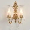 Luminária de parede retrô estilo europeu toda em cobre Lâmpada frontal para espelho de corredor de vila Iluminação decorativa para parede de fundo de sala de estar, sala de jantar, quarto Lâmpadas
