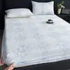 Saia de Cama Acolchoada com Escultura em Tecido Leiteiro Peça Única Outono e Inverno Cobertor de Cama com Plus Veludo Protetor de Colchão Conjunto de Roupa de Cama em Fleece Coral Três Peças