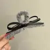 Estilo Hepburn Presilha Preta com Laço Grande para Cabelo Feminino Disco de Alto Nível Presilha para Cabelo Presilha Tubarão para a Parte de Trás da Cabeça Adorno de Cabelo
