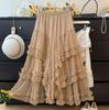Novedades Seleccionadas Cuidadosamente de Principios de Primavera 2025: Dulce Malla Floral con Elaborado Adorno de Volantes, Versátil Vestido Irregular por Niveles para Mujer