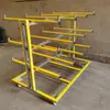 Prateleira de Armazenamento de Perfil de Alumínio Multicamada de Braço Duplo, Carrinho de Transporte Giratório para Portas e Janelas, Estante de Armazenamento de Aço com Rodas