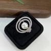 Nuevo Estilo Natural de Agua Dulce para Mujer Lujo Ligero Atmosférico Abierto Ajustable Anillo Joyería Luz Fuerte Estilo Corte Anillo Multicírculo