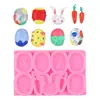 Molde de Silicona para Hornear Pasteles de Fondant, Conejo, Zanahoria, Huevo de Pascua, Galletas de Chocolate