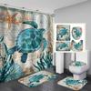 Cortina de Chuveiro Vida Marinha Impressão Digital Poliéster Impermeável Fornecimento Direto da Fábrica Cortina de Chuveiro Atacado Amazon Fornecimento Direto Transfronteiriço