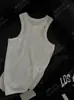 DestacadoYuran 26 Nuevo Modelo Primavera/Verano Camiseta sin Mangas de Punto Canalé Elástico Ligero con Logo Metálico y Cuello Redondo