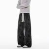 Outono de 2026 Novo Calça Casual Artística Tendência Confortável Masculina Tie-dye Lavagem com Tinta Perna Larga Tamanho Plus