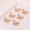 18K banhado a cobre real ouro duplo pendurado vidro grande pingente de borboleta Cristal tridimensional diy colar brincos acessórios de jóias