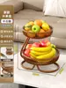 Bandeja de Frutas para Sala de Estar, Cesta de Frutas Doméstica, Bandeja de Exibição de Frutas Secas e Lanches Multicamadas de Ferro, Suporte de Armazenamento de Frutas Multicamadas para Mesa de Jantar