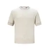 Camiseta de punto jacquard retro americana de cuello redondo y manga corta para hombre, estilo verano old money, top casual de hombro normal, marca de tendencia Ins
