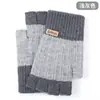Guantes Gruesos de Medio Dedo para Otoño e Invierno para Hombre, a Prueba de Frío y Cálidos, Guantes de Lana Tejida sin Dedos para Estudiantes para Ciclismo, Forrados de Felpa para Escribir