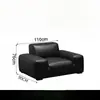 Sofá de couro preto em estilo minimalista moderno italiano, adequado para espaços pequenos, com design robusto e arranjo reto