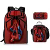 Mochila Estampado de Araña Transfronteriza para Estudiantes de Primaria y Secundaria Set de Tres Piezas Mochila Infantil Bolsa Escolar Bolsa para Comida Estuche Ligero